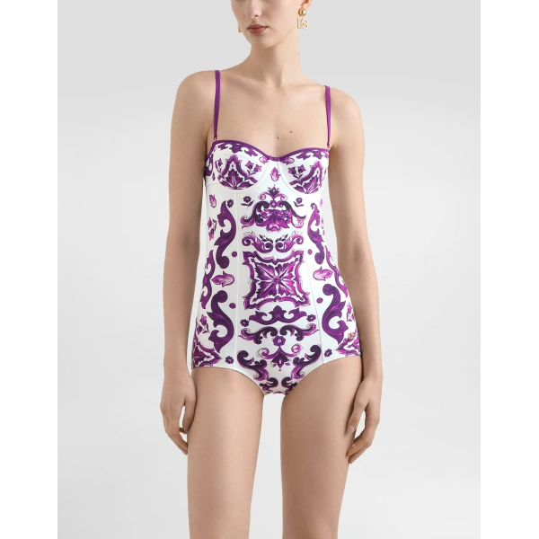 Dolce & Gabbana Majolica-print one-piece swimsuit, view 2