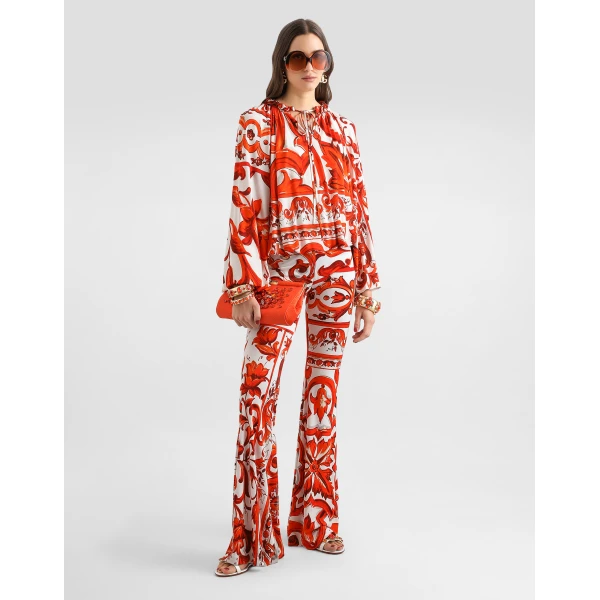 Dolce & Gabbana Majolica-print organzine top, view 2