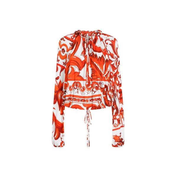 Dolce & Gabbana Majolica-print organzine top