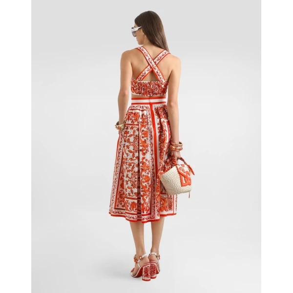 Dolce & Gabbana Majolica-print poplin bustier top, view 3