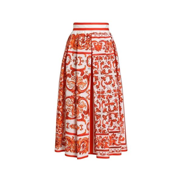 Dolce & Gabbana Majolica-print poplin pleated skirt