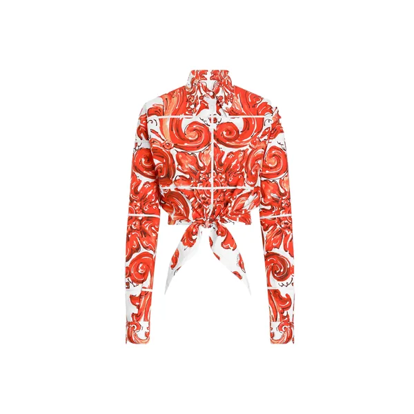 Majolica-print poplin shirt