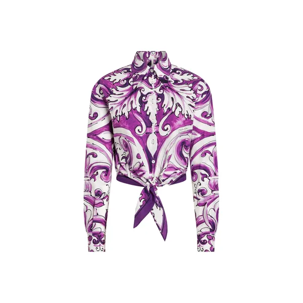 Majolica-print poplin shirt