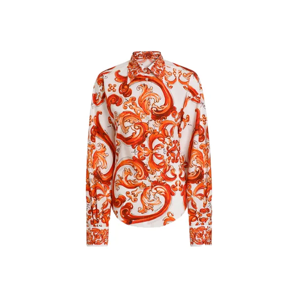 Majolica-print poplin shirt
