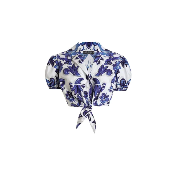 Majolica-print poplin shirt