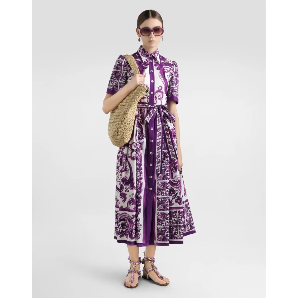 Dolce & Gabbana Majolica-print poplin shirt dress, view 2