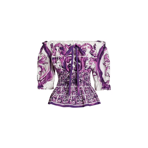 Dolce & Gabbana Majolica-print poplin top