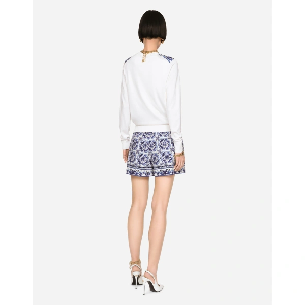 Dolce & Gabbana Majolica-print silk and twill cardigan, view 3