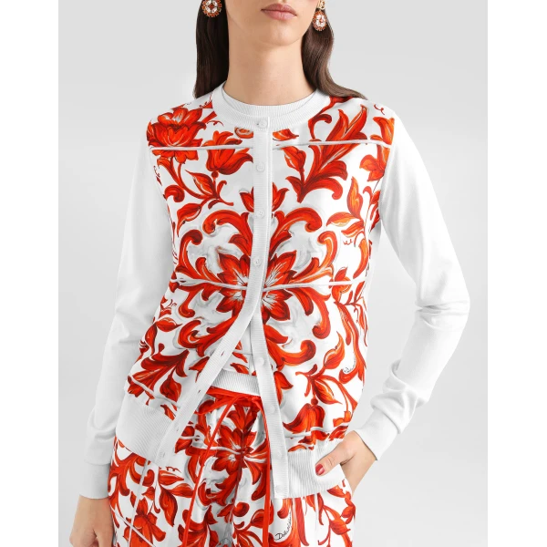 Dolce & Gabbana Majolica-print silk and twill cardigan, view 4