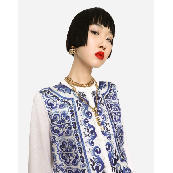 Dolce & Gabbana Majolica-print silk and twill cardigan, view 4