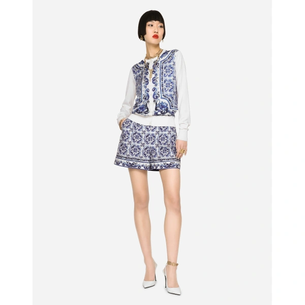 Dolce & Gabbana Majolica-print silk and twill cardigan, view 5