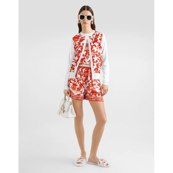 Dolce & Gabbana Majolica-print silk and twill tank top, view 2