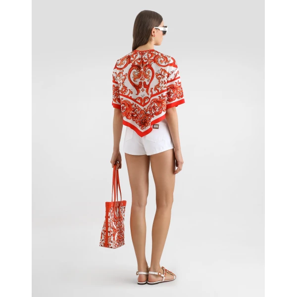 Dolce & Gabbana Majolica-print silk top, view 3