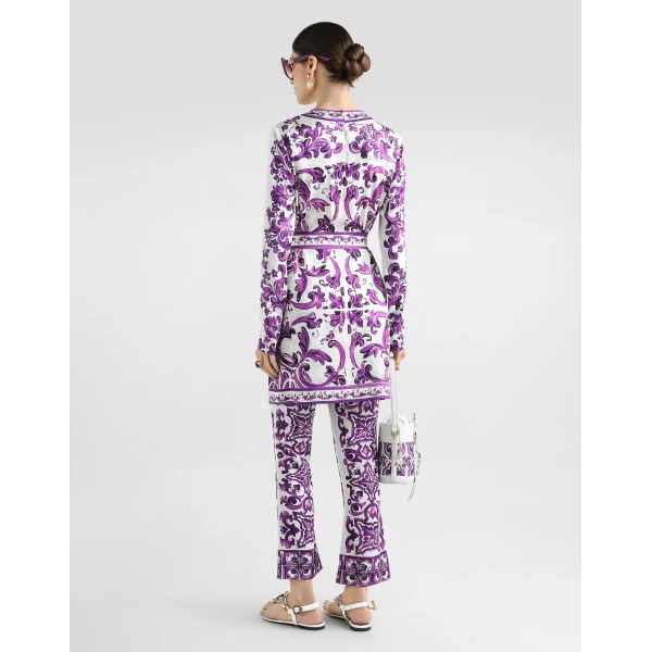 Dolce & Gabbana Majolica print silk trousers, view 3