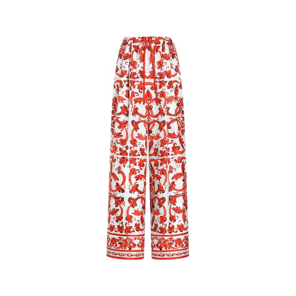 Dolce & Gabbana Majolica-print silk trousers