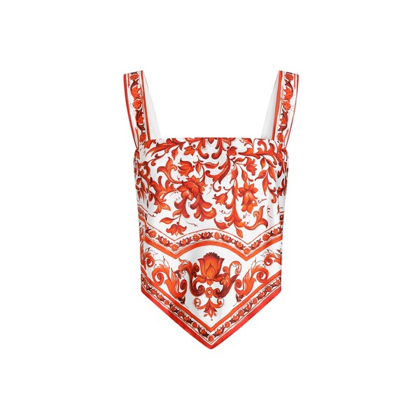 Dolce & Gabbana Majolica-print silk twill bustier top