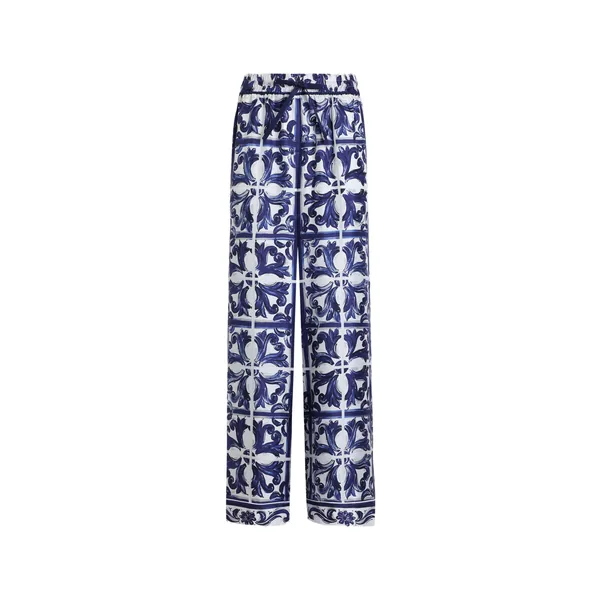 Dolce & Gabbana Majolica-print silk twill vanity trousers
