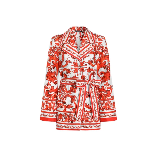 Majolica-print silk vanity shirt