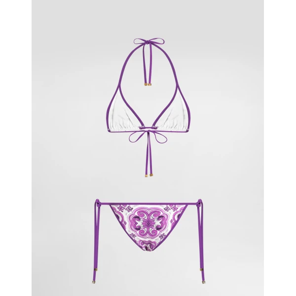 Dolce & Gabbana Majolica-print triangle bikini, view 3