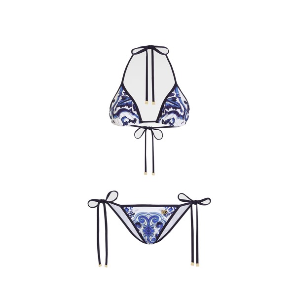 Dolce & Gabbana Majolica-print triangle bikini