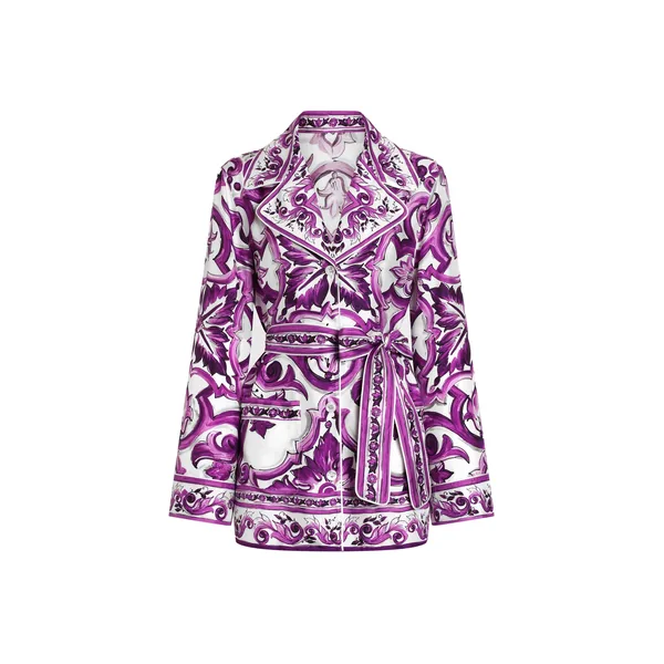 Majolica-print twill shirt