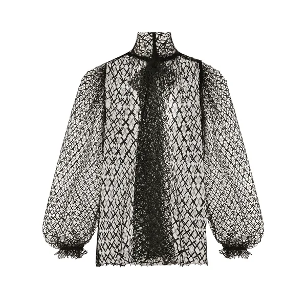 Dolce & Gabbana Mesh pussy-bow blouse