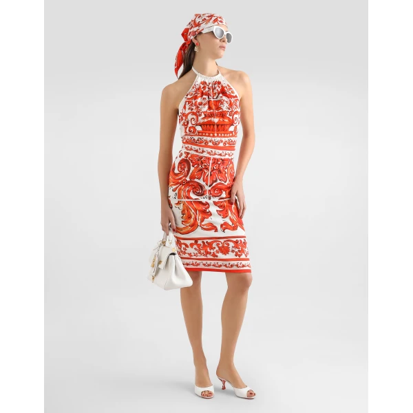 Dolce & Gabbana Midi skirt in majolica-print charmeuse, view 2