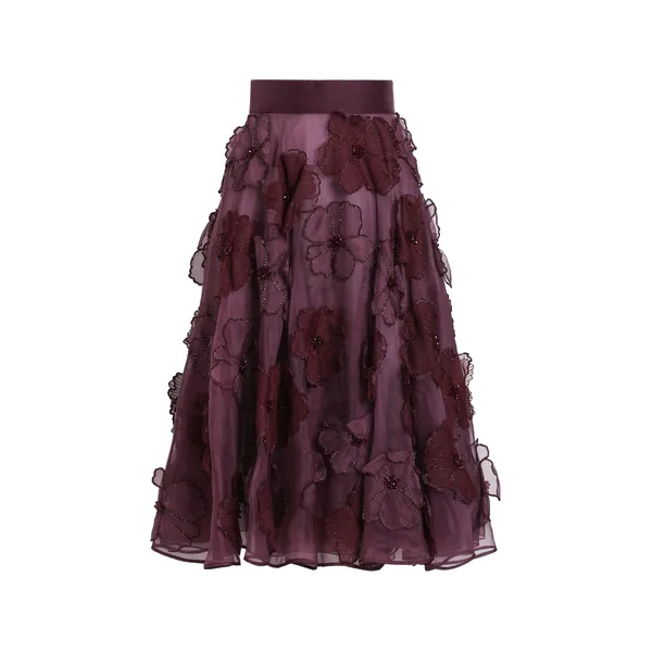 Dolce & Gabbana Organza midi circle skirt with floral embroidery