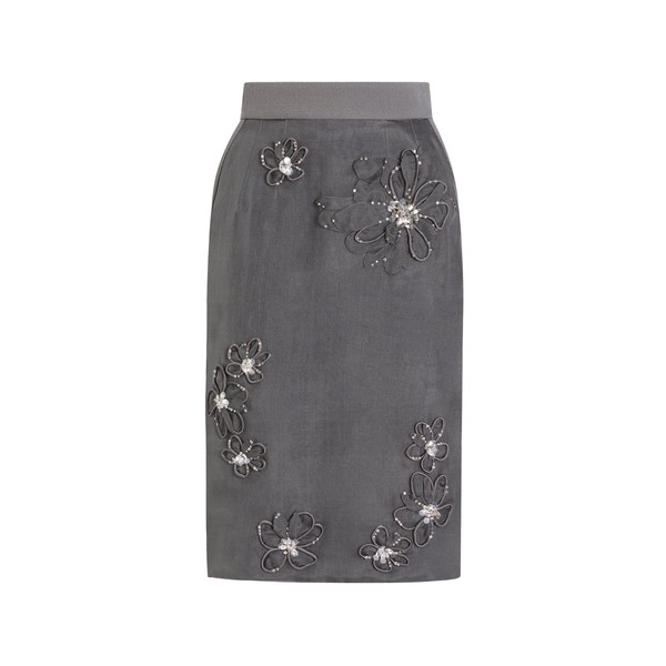 Dolce & Gabbana Organza midi skirt with flower embroidery