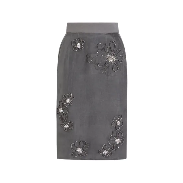 Dolce & Gabbana Organza midi skirt with flower embroidery