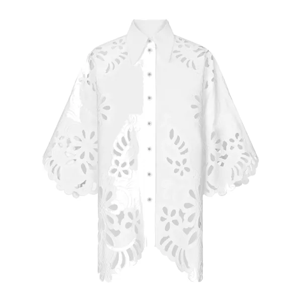 Oversize cotton shirt with cut-out detailing