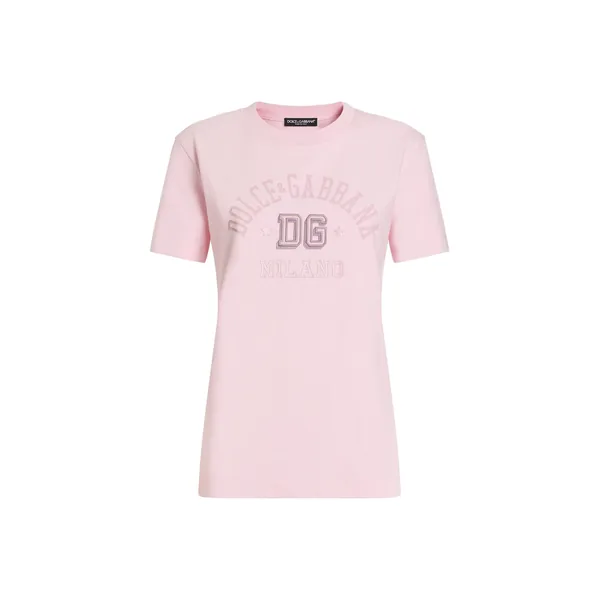 Dolce & Gabbana Oversize jersey T-shirt with raised DG logo embroidery Top