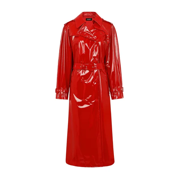 Patent leather trench coat