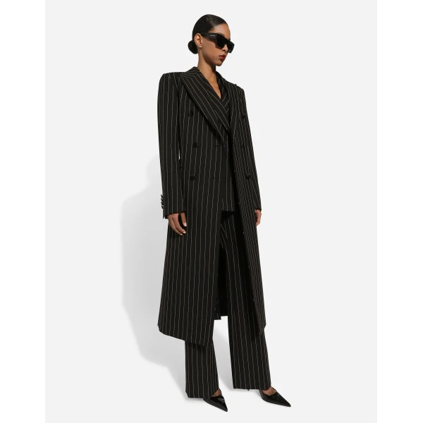 Dolce & Gabbana Pinstripe double-breasted coat in woolen fabric, view 5