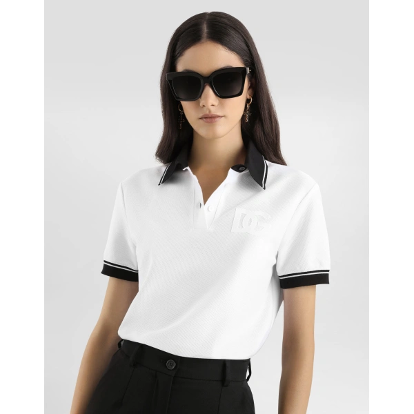 Dolce & Gabbana Piqué polo shirt with embroidery, view 4