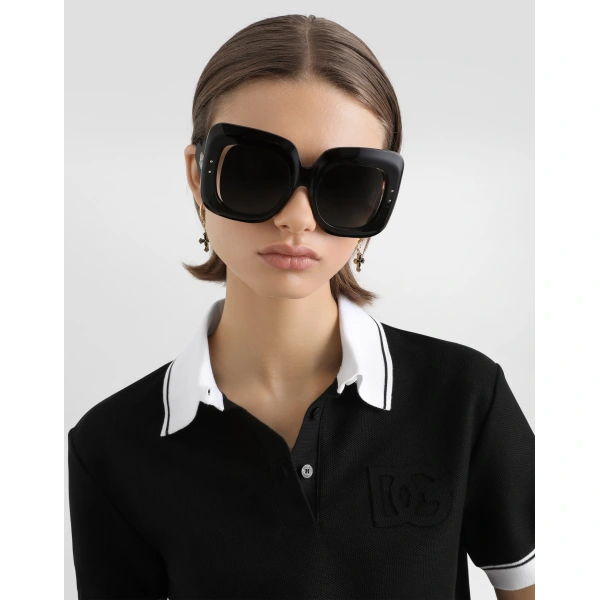 Dolce & Gabbana Piqué polo shirt with embroidery, view 4
