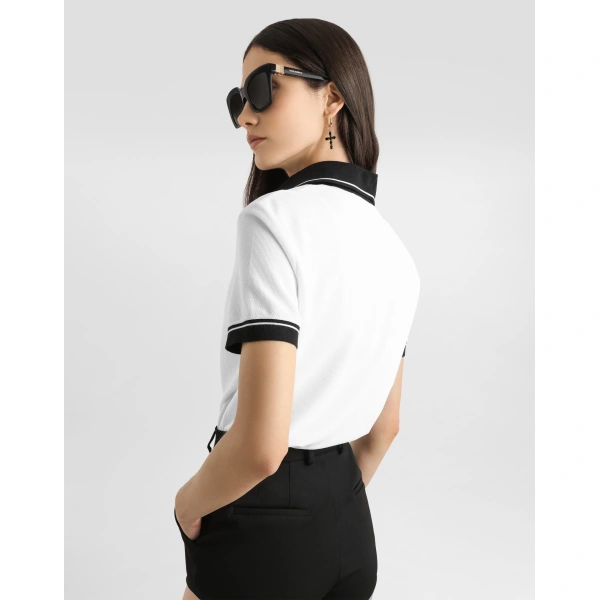 Dolce & Gabbana Piqué polo shirt with embroidery, view 5