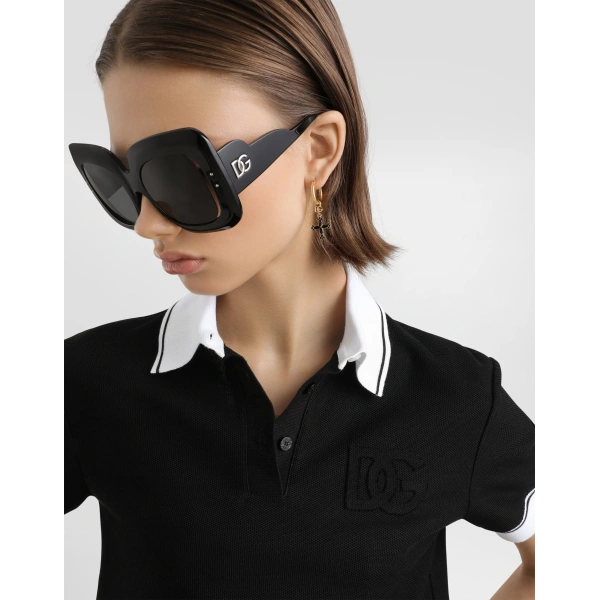 Dolce & Gabbana Piqué polo shirt with embroidery, view 5
