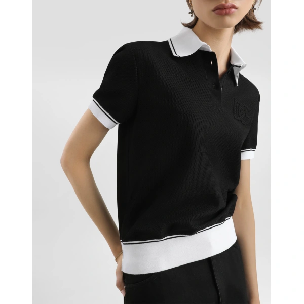 Dolce & Gabbana Piqué polo shirt with embroidery, view 6
