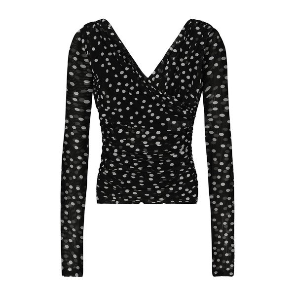 Dolce & Gabbana Polka-dot tulle top with wrap-front neckline