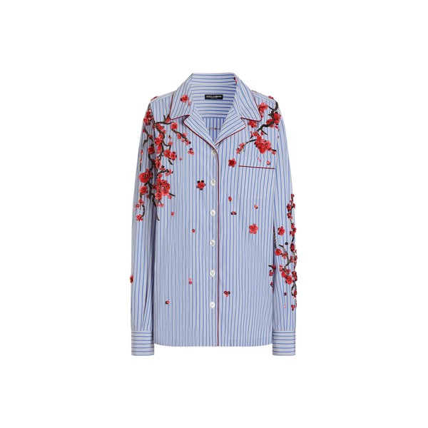 Dolce & Gabbana Poplin shirt with cherry tree embroidery