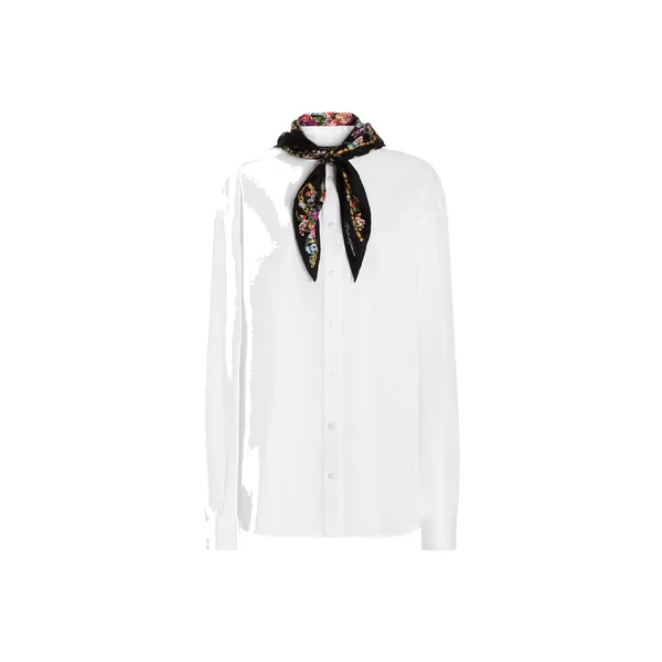 Poplin shirt with silk scarf