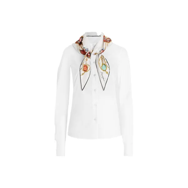 Poplin shirt with silk scarf