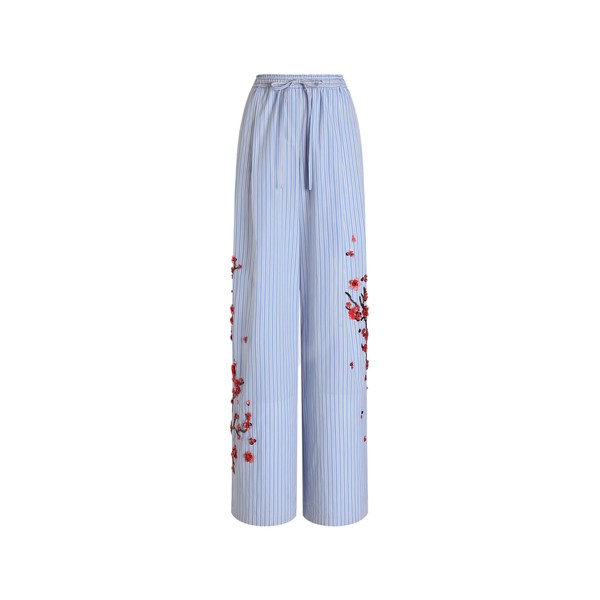 Dolce & Gabbana Poplin trousers with cherry tree embroidery