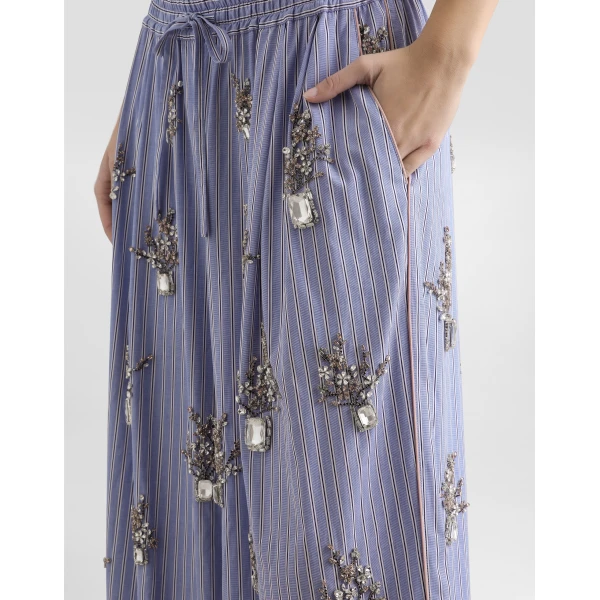 Dolce & Gabbana Poplin trousers with floral embroidery, view 5