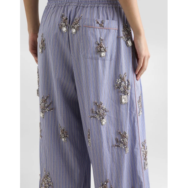 Dolce & Gabbana Poplin trousers with floral embroidery, view 6
