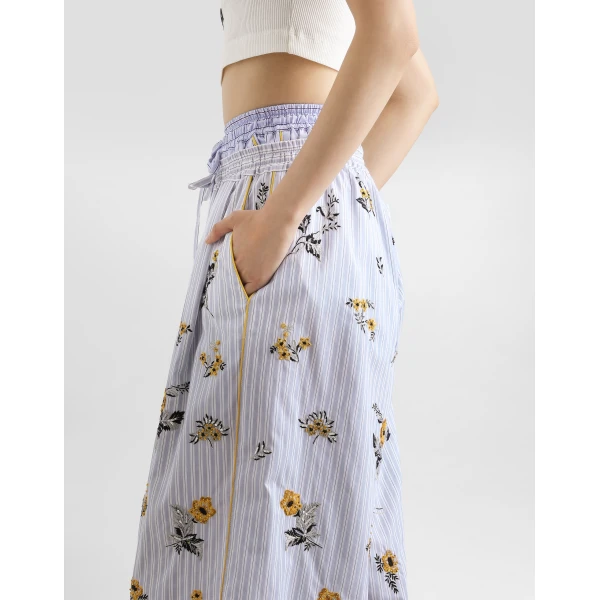 Dolce & Gabbana Poplin trousers with thread floral embroidery and rhinestones, view 5