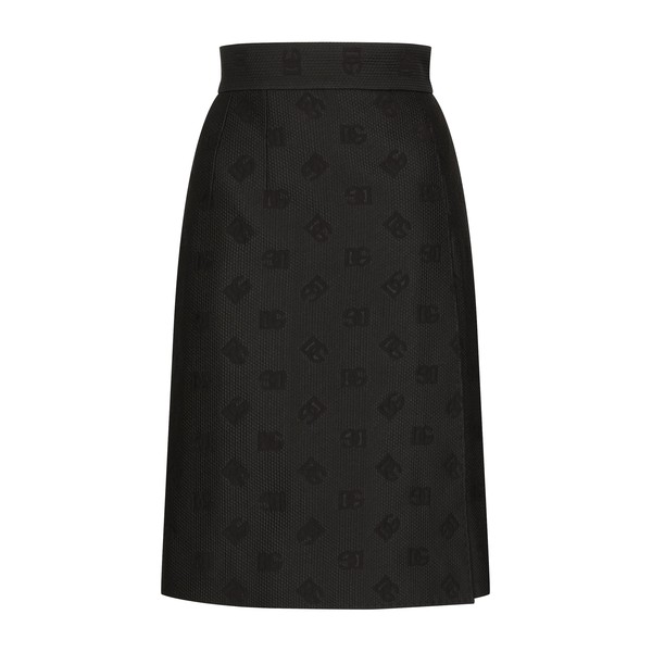 Dolce & Gabbana Quilted jacquard midi skirt with DG logo