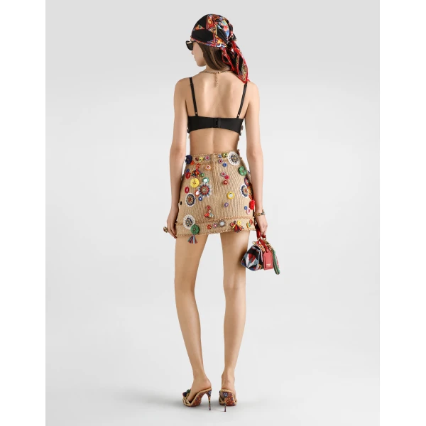 Dolce & Gabbana Raffia top with embroidery, view 3