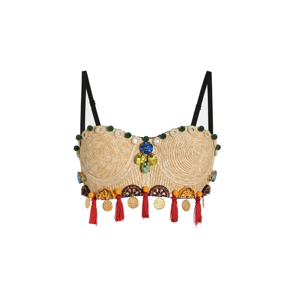 Dolce & Gabbana Raffia top with embroidery